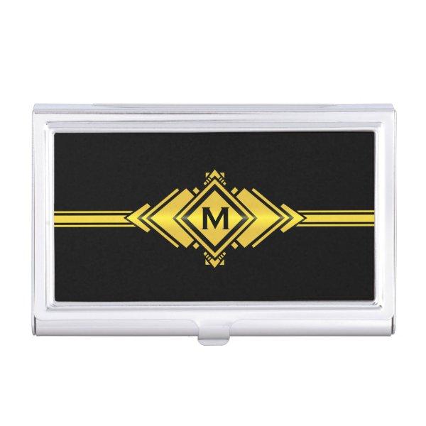 Gold & Black Art Deco Belt Monogram  Holder