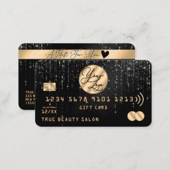 Gold Black Glitter Drips Credit Gift Certificate