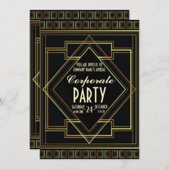 gold black great gatsby Corporate Holiday Party Invitation