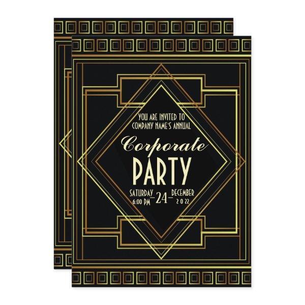 gold black great gatsby Corporate Holiday Party Invitation