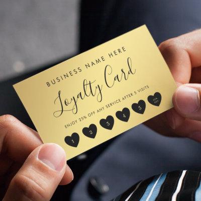 Gold & Black Heart Script Custom Business Logo Loyalty Card