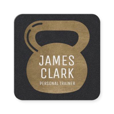 Gold & Black Kettlebell Personal Fitness Trainer Square