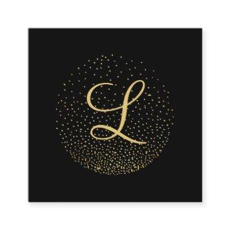 Gold & Black | Modern Circle Monogram Professional Square