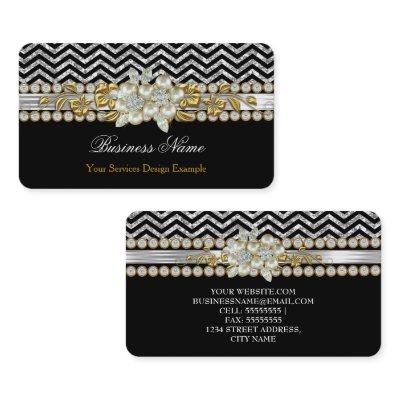 Gold Black Silver Chevron Diamond Pearl Floral