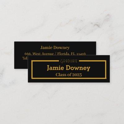 Gold & Black | Simple & Elegant Graduate Name Card