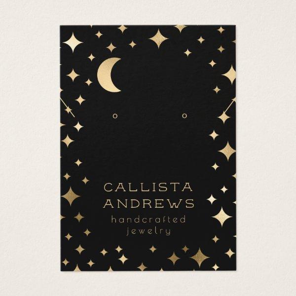 Gold Black Stars Moon Earring Necklace Display