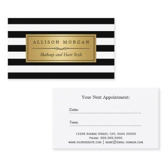 Gold Black White Stripes Reminder Appointment Card