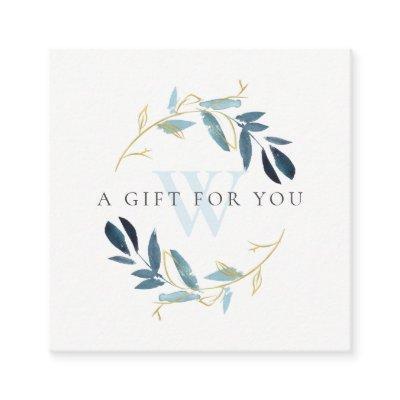 GOLD BLUE FOLIAGE INITIAL WREATH GIFT CERTIFICATE