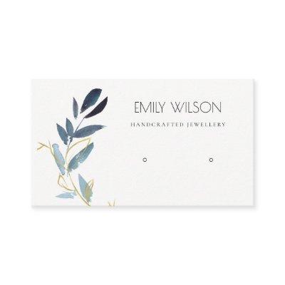 GOLD BLUE FOLIAGE WATERCOLOR EARRING DISPLAY LOGO