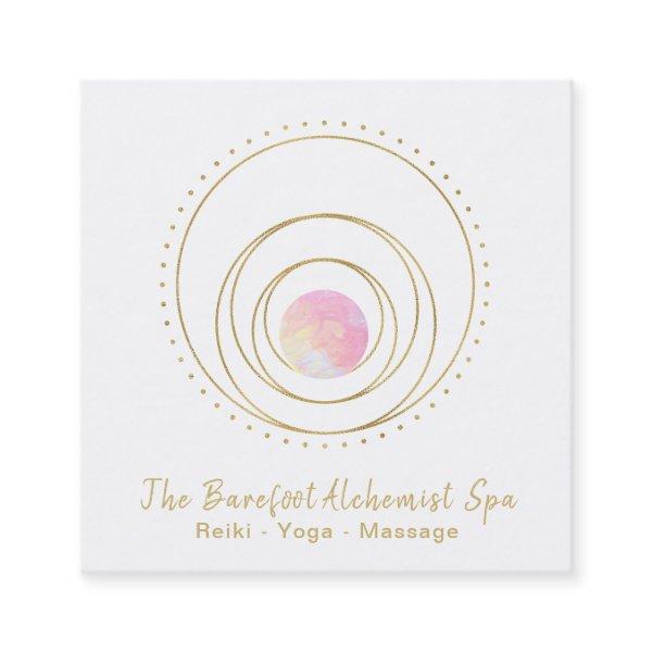*~* Gold Boho Sacred Geometry Luna Lunar Moon Pink Square