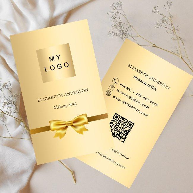 Gold bow logo Qr code social media premium