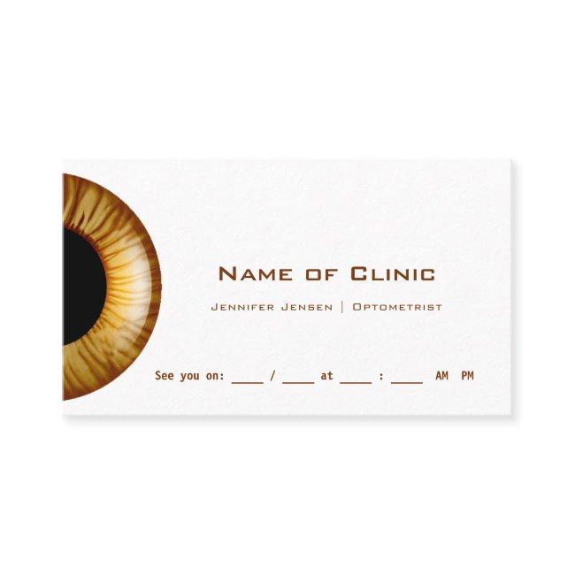 Gold Brown Iris Eye Exam Reminder Appointment Card