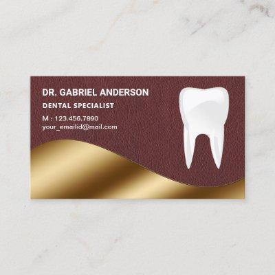 Gold Brown Leather Tooth Dental Clinic Dentist