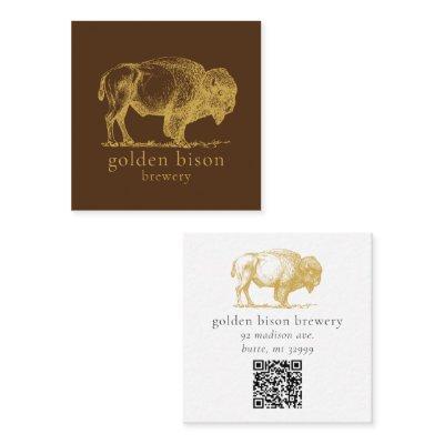 Gold Buffalo QR Code Brown Square Biz Card