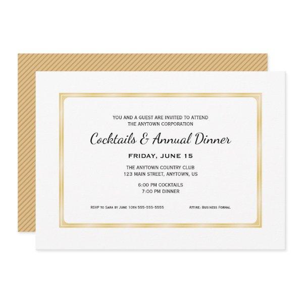 Gold Business Professional Cocktails & Dinner Invitation