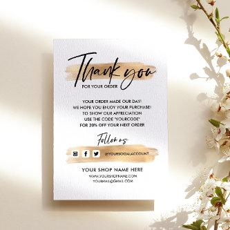 Gold Business THANK YOU HAND LETTERED AND LOGO Enclosure Card