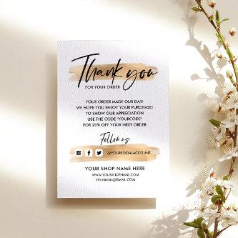 Gold Business THANK YOU HAND LETTERED QR CODE Enclosure Card