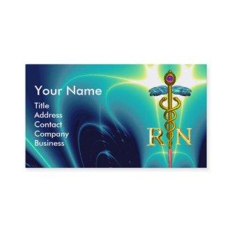 GOLD CADUCEUS REGISTERED NURSE SYMBOL Teal Blue