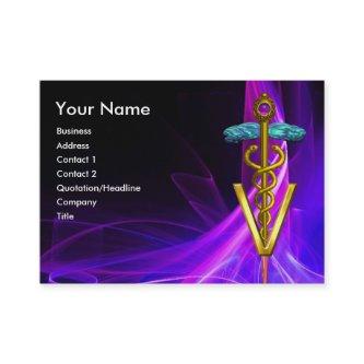 GOLD CADUCEUS VETERINARY SYMBOL PURPLE LIGHT WAVES