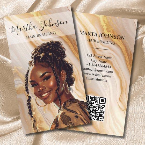 Gold Chic Afro American Braids Braiding QR Code