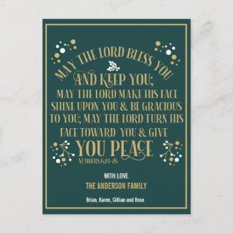 Gold Christmas Blessing Numbers 6:24-26 2020 Holiday Postcard