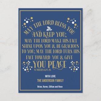 Gold Christmas Blessing Numbers 6:24-26 Non Photo Holiday Postcard
