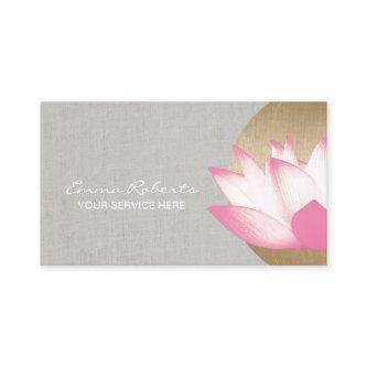 Gold Circle Lotus Flower Faux Linen Salon & Spa
