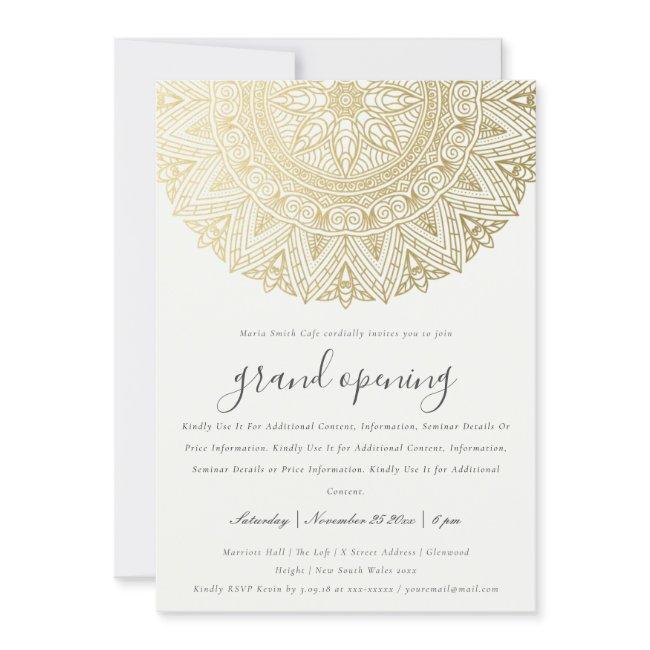 Gold Classy Ornate Mandala Grand Opening Invite