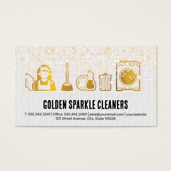 Gold Cleaning Icons | Tiles | Bubbles Sparkles