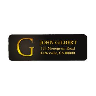 Gold Color Monogram G Return Address Labels
