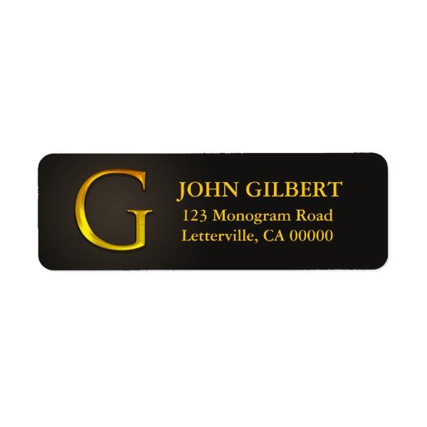 Gold Color Monogram G Return Address Labels
