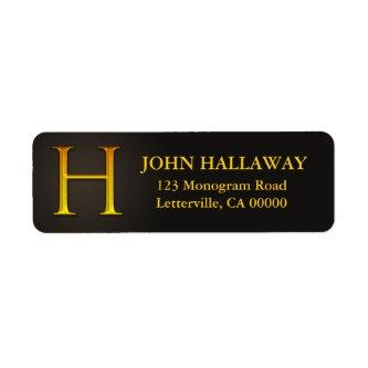Gold Color Monogram H Return Address Labels
