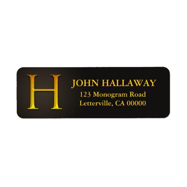 Gold Color Monogram H Return Address Labels