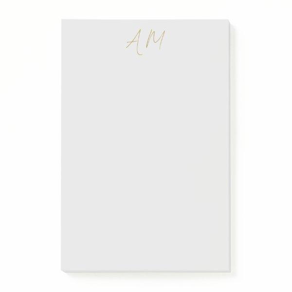 Gold Color Monogram Initials Calligraphy Pro Post-it Notes