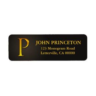 Gold Color Monogram P Return Address Labels