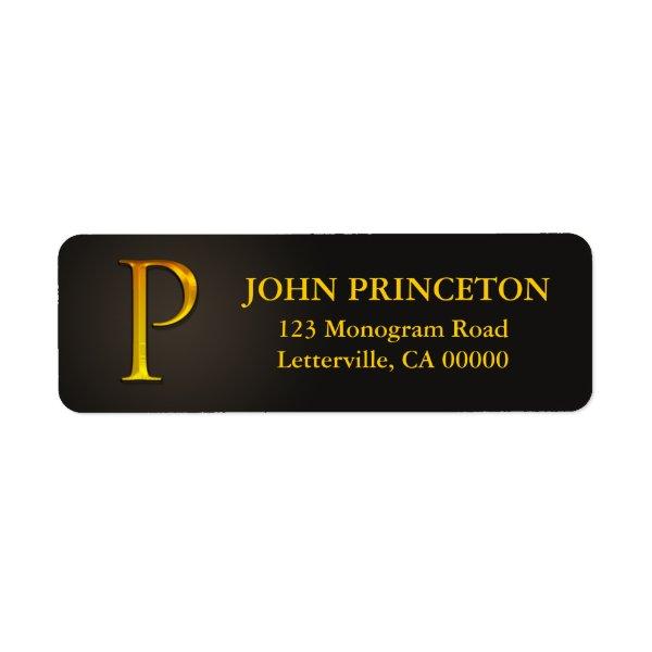 Gold Color Monogram P Return Address Labels