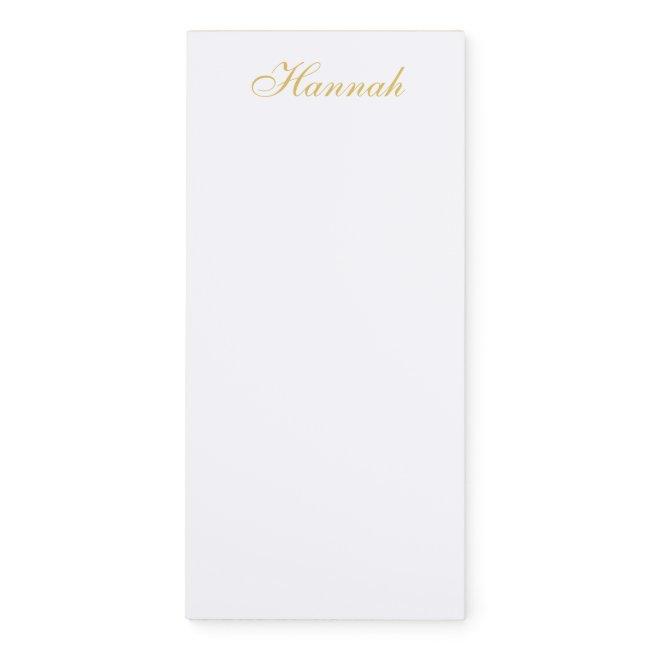 Gold Color Professional Trendy Minimalist Name Magnetic Notepad