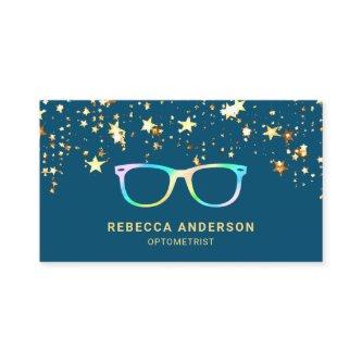 Gold Confetti Blue Rainbow Eye Glasses Optician