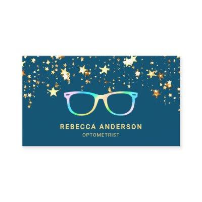 Gold Confetti Blue Rainbow Eye Glasses Optician