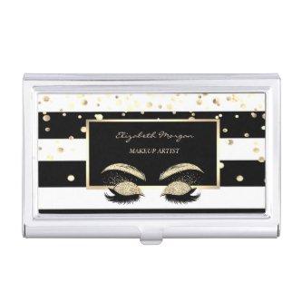 Gold Confetti, Frame, Stripes Glitter Faux Lashes  Case