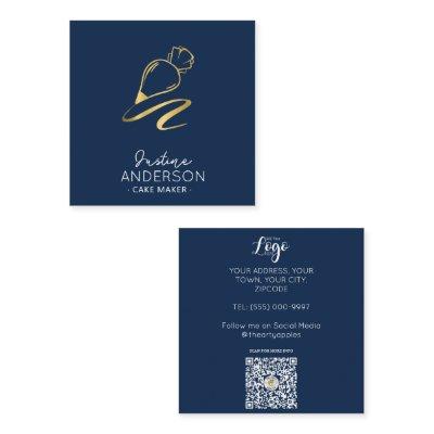 Gold Confetti Navy icing Bag Chef  Square