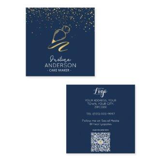 Gold Confetti Navy icing Bag Chef  Square