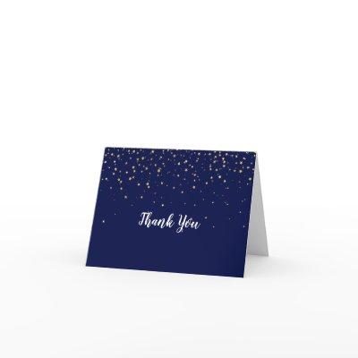 Gold Confetti | Navy Wedding Thank You Card
