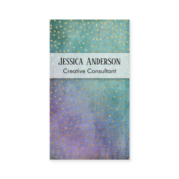 Gold Confetti Over Purple & Teal Grunge Texture