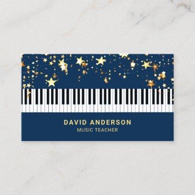 Gold Confetti Piano Keyboard Musician Pianist