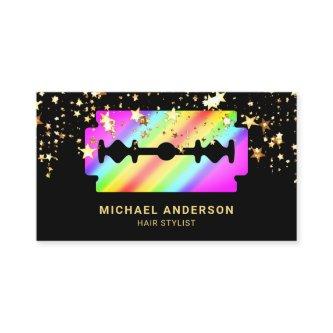 Gold Confetti Rainbow Razor Blade Hair Stylist