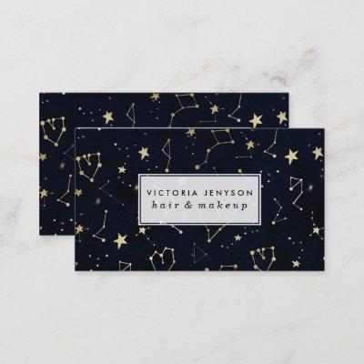 Gold constellation heart star navy blue watercolor