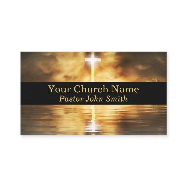 Gold Cross Reflection Church Pastor Black