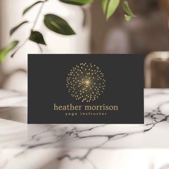 GOLD DANDELION STARBURST LOGO on DARK GRAY