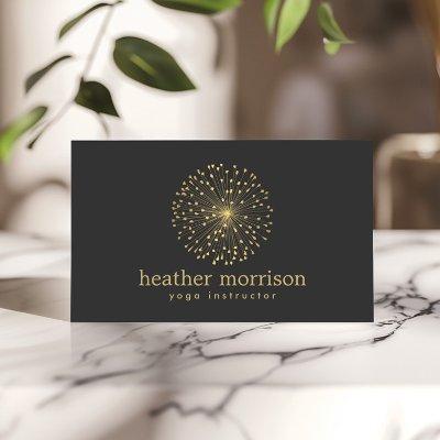 GOLD DANDELION STARBURST LOGO on DARK GRAY